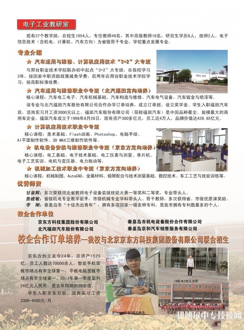 秦皇島市中等專業(yè)學校電子工業(yè)教研室專業(yè)簡介