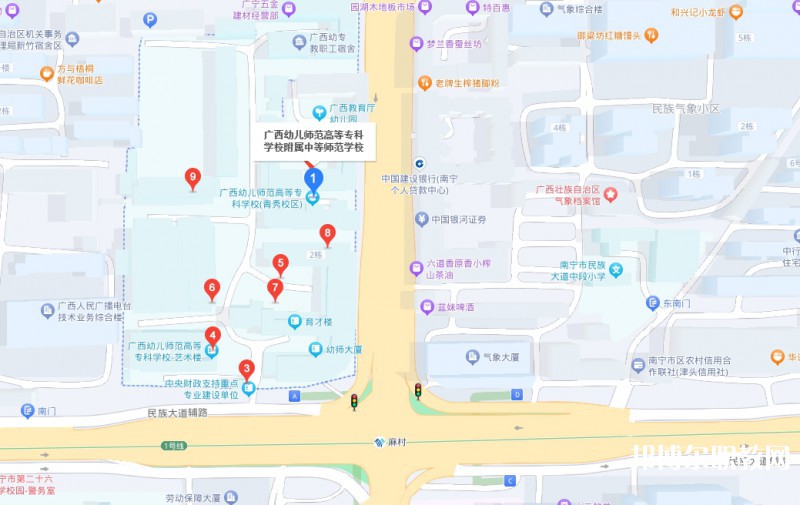 廣西幼兒師范高等?？茖W(xué)校附屬中等師范學(xué)校地址，乘車路線